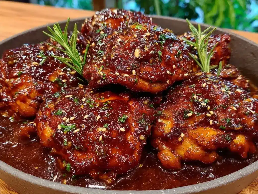 Sticky Baked Sesame Chicken Thighs - featured image