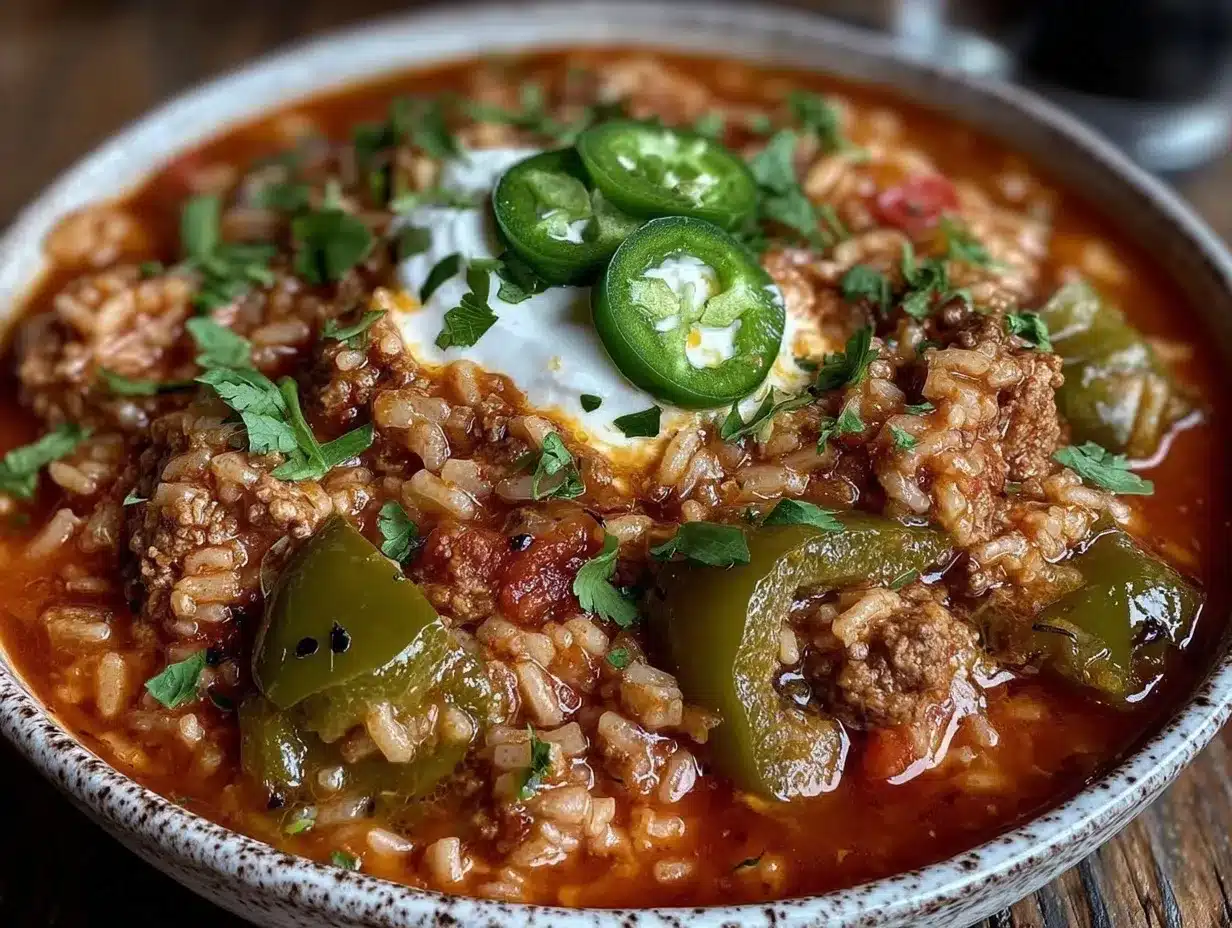 Vegetarian Stuffed Pepper Soup: Easy Hearty Brown Rice 4 vegetarian stuffed pepper soup preparation steps